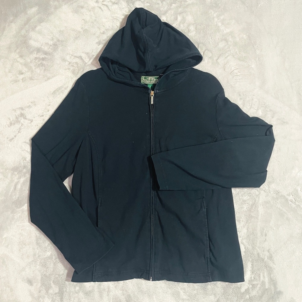 Lauren Ralph Lauren Active Full Zip Hoodie Womens L Excellent Cotton Stretch